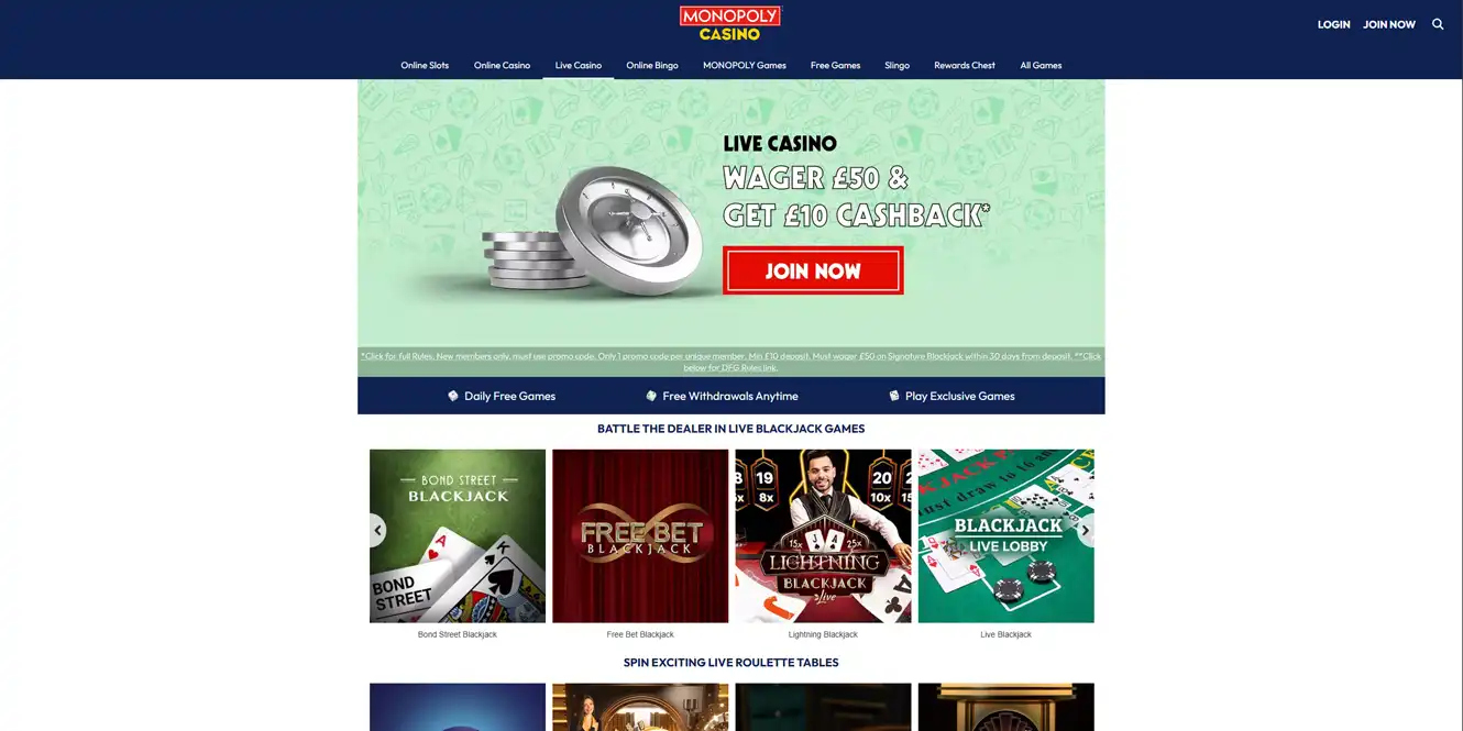 monopolycasino Live games